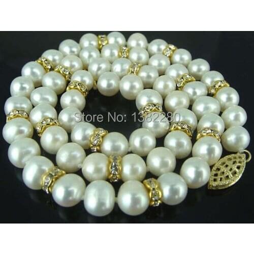 New DIY Wholesale 8-9mm White Akoya Pearl Necklace 18'' JT5897
