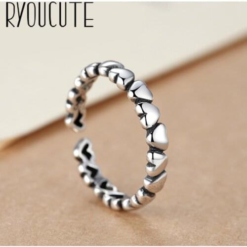 New Trendy Personality Punk Love Heart Rings For Women Lady Resizable Size Rings Party Jewelry Charm Gifts 2021