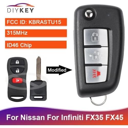 DIYKEY 315MHz ID46 Chip KBRASTU15 for Nissan Armada for Infiniti FX35 CWTWB1U733 CWTWB1U758 CWTWB1U821 Modified Flip Remote Key