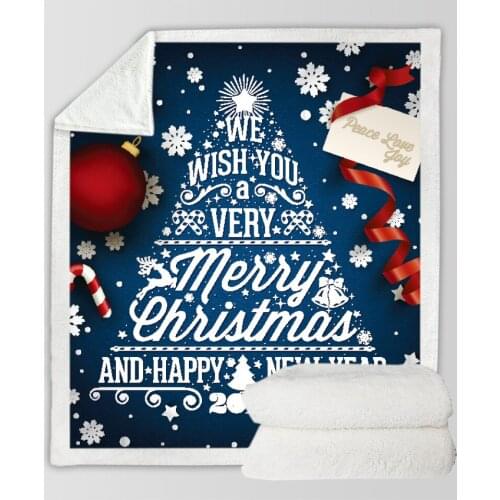 Christmas Deer Tree Throw Blanket Snowflakes Sherpa Blanket Elk Reindeer Bed Blanket New Year Gift