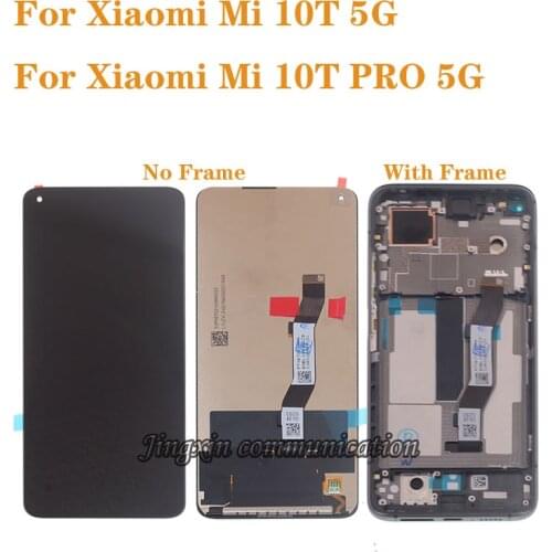 Original For Xiaomi Mi 10T 5G LCD Display Touch Screen Glass panel Digitizer Assambly For Xiaomi Mi 10T Pro 5G LCD with frame