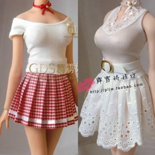 PL156 1/ 6 Scale Princess Lace Skirt School Girl College Plaid Dress Bow Necklace PL192 For 12 Inch Female Action Figure Dolls
