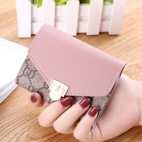 Retro Simple Female Short Small Card Bag New Fashion Mini Buckle Folding Tide Lady Coin Purse Korean Version Women Card Package