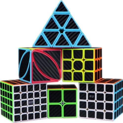 QIYI 12 kinds Cube Set 2x2 3x3 4x4 5x5 Windmill Axis Fisher SQ1 Pyramid Maple leaf X Skew Carbon Fiber Sticker Speed Magic Cube