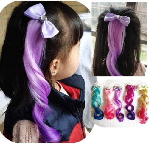Colorful Bowtie Hair Clips Braider Twist for Girls Rainbow Glitter Wings Hair Bows Princess Kids Long Wig Hairpins Braiding Tool