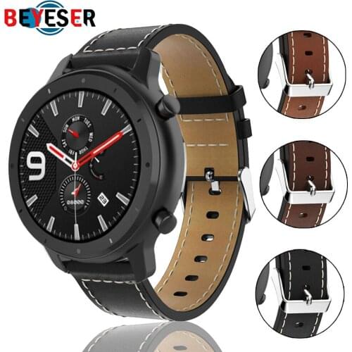 Genuine business Leather wristbands 22mm Strap for Xiaomi Amazfit GTR 47mm bracelet for huami amazfit 47mm new classic bracelet
