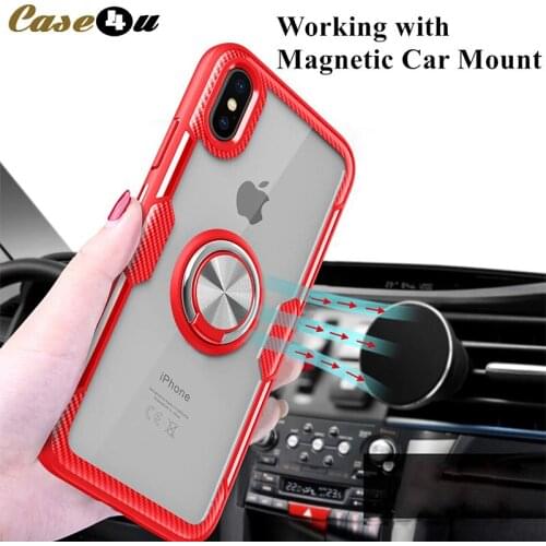 Luxury Finger Ring Magnetic Suction Phone Cases For iPhone XS Max XR X 10 8 7 6 6s Plus 8Plus 7Plus Tempered Glass Cover coque
