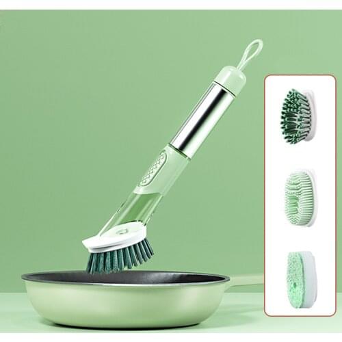Dishwashing Brush Soap Dispenser Brush Pot Pan Degreaser Cleaner Kitchen Descaling Oily Pot Washing Brush