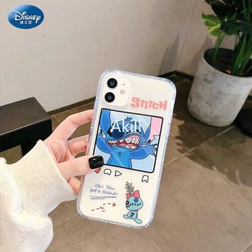 DISNEY 2021 Stitch Silicone Case for IPhone 11 12Pro Xs Max iPhone SE 2020 6 7 8 Plus Official Liquid Silicon 360 Full Cover