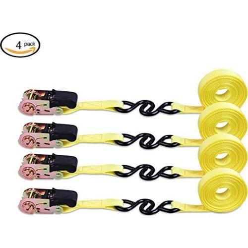 Ratchet Tie Down 4pcs 15Ft 500Lbs Load Cap/ 1500Lbs Break Strength Cargo Straps for Moving Appliances Lawn Equipment Motorcycle