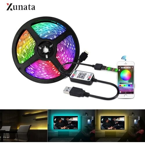 DC 5V SMD5050 GRB LED Strip Light 30Leds/m Flexible LED Tape with Mini Bluetooth USB Control Led Ribbon for TV Backlight