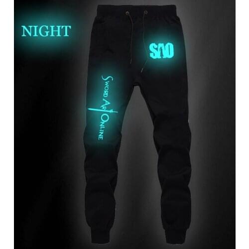 Sword Art Online Luminous Casual Breathable Pants Mens Women Straight Pants Jogger Fitness Long Trousers Slim Sweatpants