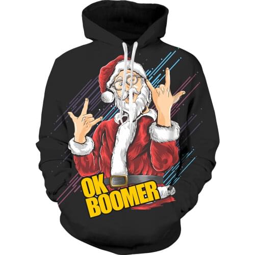 Unisex 3D Print OK Boomer Hooded Unisex Men Women Santa Claus Novelty Make Ugly Christmas Sweater Snowman Warm Great Again