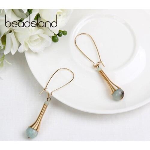 Beadsland Drop Earrings Natural Stone With Metal Spring Design Fashion Ethnic Women Girls Dancing Party Christmas Gift 38709