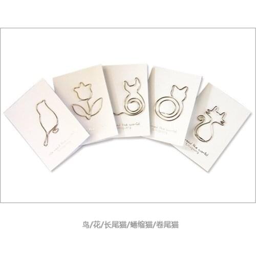 5Pcs/pack Fashion And Funny Interesting Cartoon Animal Five Style Shape Paper Clips For Office School Metal Clips