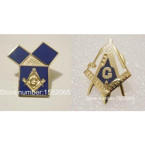 1 set of 2pcs masonic lapel pin badge with butterfly clutch