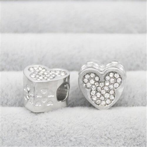 2021 Exquisite DIY European Beads Cartoon Mouse Heart Rhinestone Crystal Beads Charms Fit Original Bracelet Big Hole Hot Sell