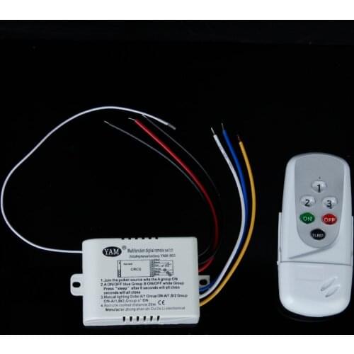 3-Way ON/OFF 220V - 240V Light Digital Wireless Wall Switch + Remote Control