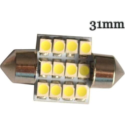 50Pcs LED Bulbs 31MM Festoon White Interior Car Lights 12SMD 3528 Chips For Auto Dome Reading Light 12V