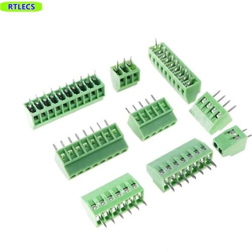 50 pcs Universal 2.54 mm Pitch 2 Pin 3 4 5 6 7 8 9 10 12 poles PCB Screw Terminal Block Connector straight through holes board