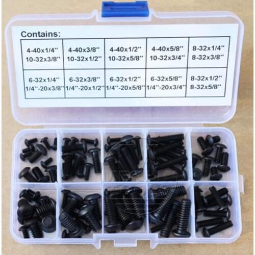 96Pcs 4-40 to 1/4"-20 Allen Button Dome Socket Head Screws Bolts Assortment Kit
