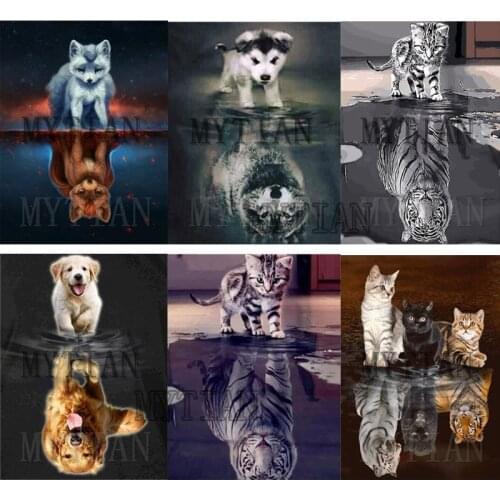 Diamond Painting Full Square/Round Cat Animal 5D DIY Mosaic Diamond Embroidery Tiger Picture Of Rhinestone home decoration