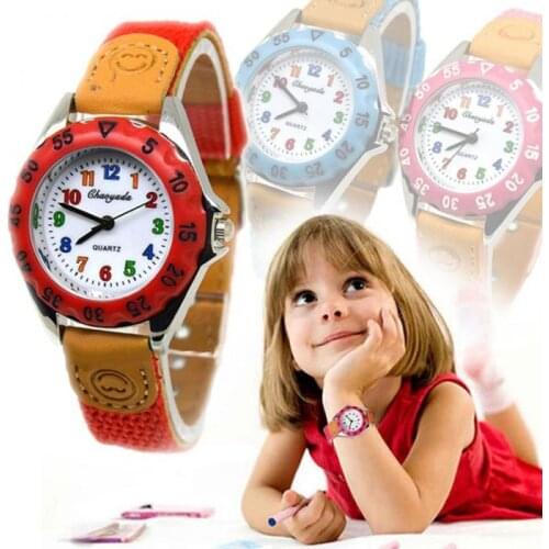 Cute Boys Girls Cartoon Quartz Watch Kids Childrens Fabric Strap Student Time Clock Wristwatch Gifts