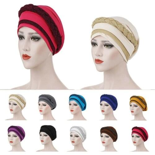 Women Hair Loss Scarf Elastic Lady Cancer Chemo Cap Muslim Turban Hat Arab Head Wrap Cover Beanie Headwear Skullies