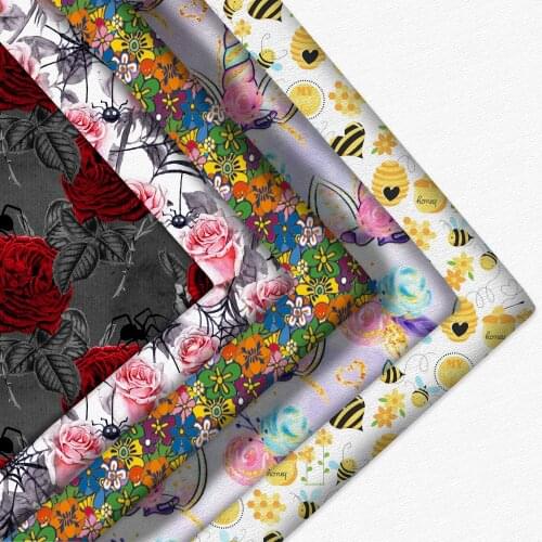 50*145cm Floral Skull Unicorn Cotton Fabric Patchwork Printed 100% Cotton Fabric for Kids Tissue Sewing Quilting Fabrics