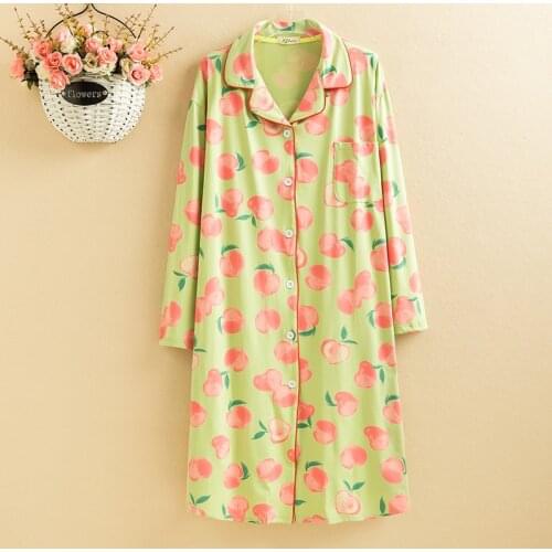 KISBIN Spring Autumn Women Nightdress Printed Oversized 4XL Female Nightgowns Long Sleeves Cotton Lady Sleepwear Homewear