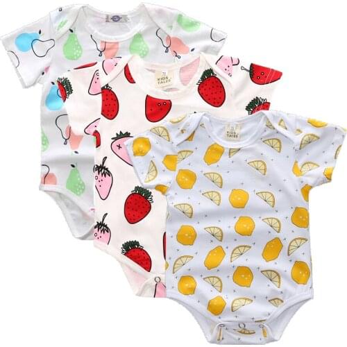 3 Pcs/Lots Bodysuit for Newborn Baby Girl Boy Rompers Crawling O-Neck Fruit Cotton Short Sleeve Infant Toddler Jumpsuit Outfits