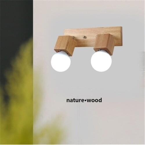 Nordic Creative Solid Wood Living Room Wall Lamp Bedroom Bedside Lamp Simple Wall Mirror Headlight Free Shipping
