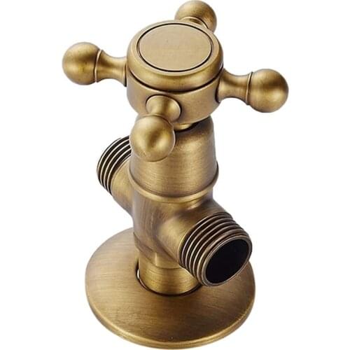 Brass Faucet Interface, Antique 3-Way Angle Valve, Bathroom Hot and Cold Water Sealing Valve Bathroom Accessories