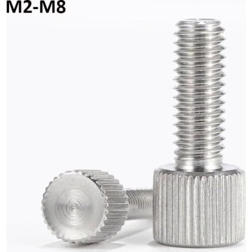M2-M8 304 Stainless Steel Knurled Head Thumb Screws Metric Manual Adjustment/Hand Tighten Screw For Computer Case