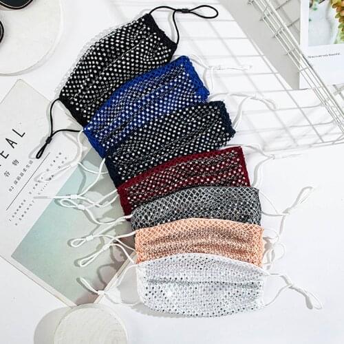 Luxury Bling Rhinestone Masks Fashion Nightclub Jewelry Shiny Mouth Masks Masque Female Prom Party Decoration Face-mask