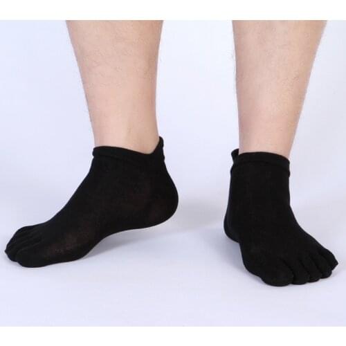 Mens Sports 5 Toes Socks Summer Thin Short Tube Five-finger Boat Socks Pure Cotton Low-tube Solid Color Ankle Split Toe Socks