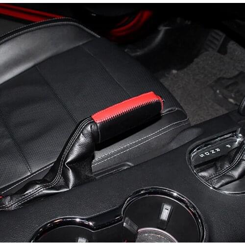 Car Hand-sewn Handbrake Cover stylish Interior Modified Decoration Accessories for 15-20 Ford Mustang