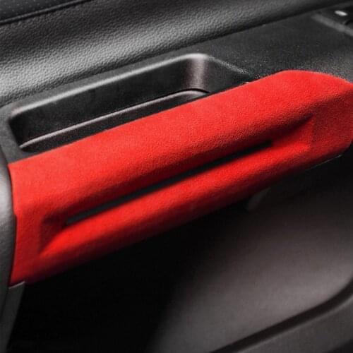 Alcantara Car Door Handle Sticker Armrest Panel Sticker For Ford Mustang 2015-2020 Auto Accessories