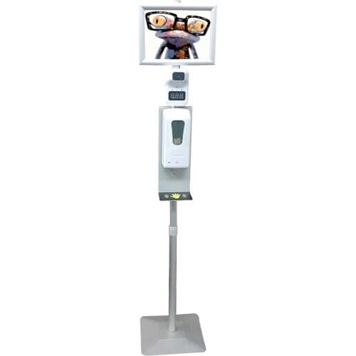 Floor Standing automatic foam soap dispenser With Poster Panel forehead thermometer