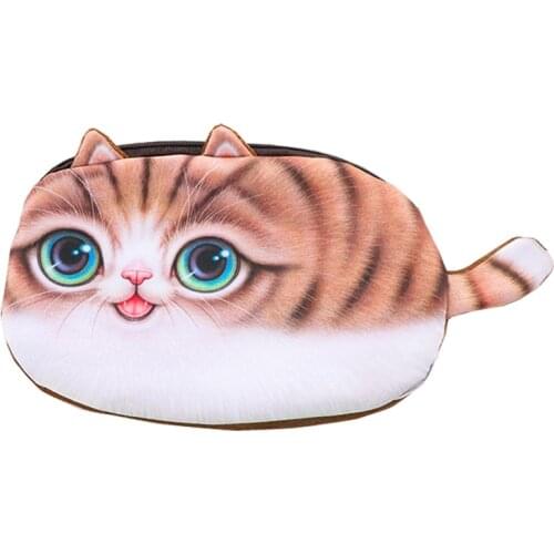 Novelty Cat Plush Zipper Pencil-case Kawaii Supplies Stationery Gift Estuches School Cute Purse Schule Pencil Box