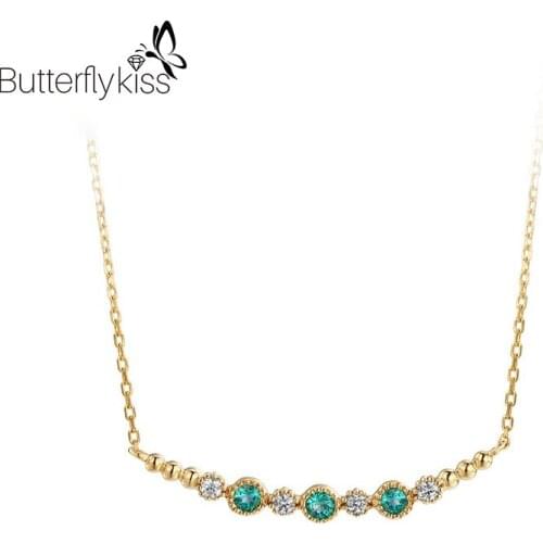 BK Genuine Gold 585 Necklace 18K Yellow Gold 45*36cm Emerald Pendant Necklace Elegant Ladies Gift Luxury Jewelry For Women