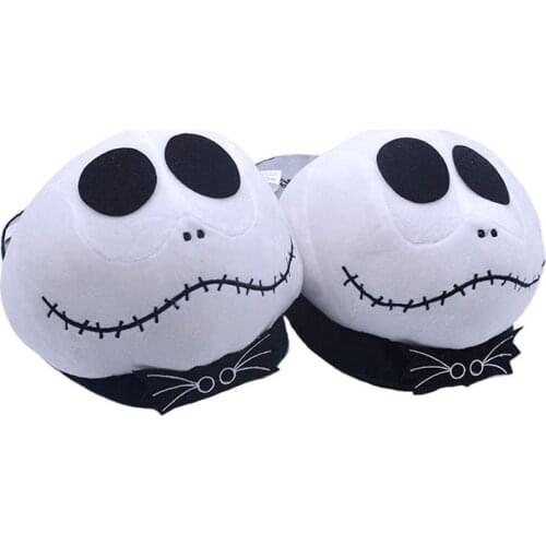 28cm The Nightmare Before Christmas Plush Slippers Jack Skellington Warm Indoor Shoes at Home for Adults