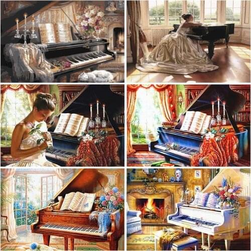 Paint By Number Piano DIY Pictures By Numbers Girl Hand Painted Painting Art Drawing On Canvas Gift Kits Home Decoration