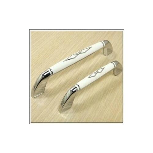 10Pcs Furniture Fitting Kitchen Cabinet Handle And White Drawer Pull (C.C.:96mm,Length:102mm)