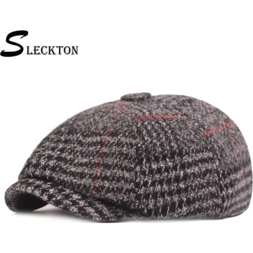 SLECKTON 2020 Winter Warm Hats for Men 10%Wool Newsboy Caps Retro Octagonal Hat Casual Mens Fashion Berets Peaky Blinders Gorras