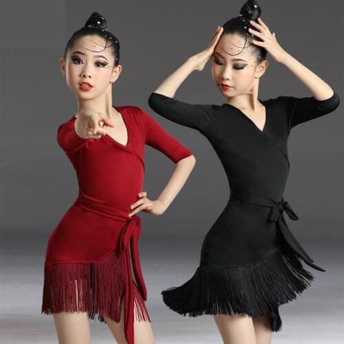 Girls Latin Skirt Children Latin Dancewear Kids Ballroom Modern Samba Dance Training Costumes Stage Dance Competition Dresses