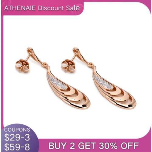 ATHENAIE 925 Sterling Silver Drop Earrings Color Rose Gold Droplet Simple Openwork Earrings For Women Party Birthday Jewelry