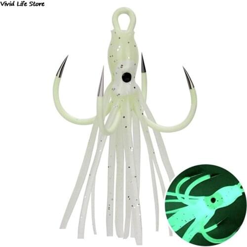1PCS Fishing Lure Glow Night Hook Luminous Squid Octopus Artificial Bait Hook Saltwater Fishing Lure Jigs