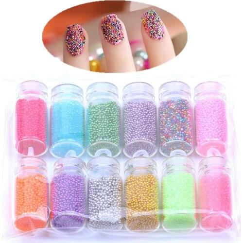 12 Colors/Bag Nail Art 3D Micro Beads Glitter Caviar Nails Decoration Fancy Diamond Patch Accessories