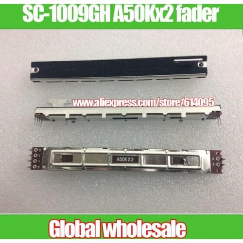 2pcs SC-1009GH A50Kx2 128MM Straight Slot Potentiometer / Stereo fader variable resistors / handle length 8TMM